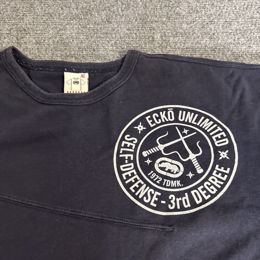 Vintage Ecko Unltd T-Shirt Y2K Rhino Textured Print Size XL Black - Picture 2 of 8
